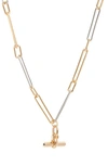 ALLSAINTS TWO TONE CHAIN LINK BAR PENDANT NECKLACE,260943MUL969