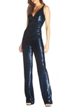 DRESS THE POPULATION SAM RUCHED DETAIL SEQUIN JUMPSUIT,DJU204-1250