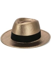 SAINT LAURENT METALLIC TRILBY HAT,11145746