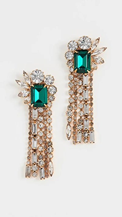 Elizabeth Cole Leigh Crystal Fringe Earrings In Green