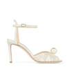 Jimmy Choo Sacora 100 Floral Lace With Pearl Sandal In Neutral