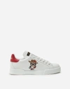DOLCE & GABBANA Calfskin Portofino sneakers with patches of the designers