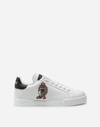DOLCE & GABBANA Calfskin Portofino sneakers with patches of the designers
