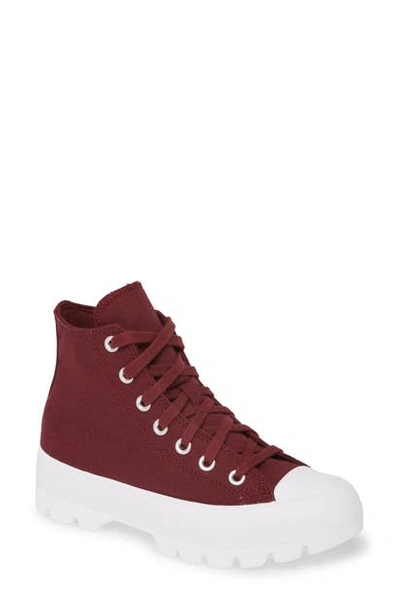Converse Chuck Taylor All Star High Top Lugged Sneaker Boot In Dark Burgundy/ White