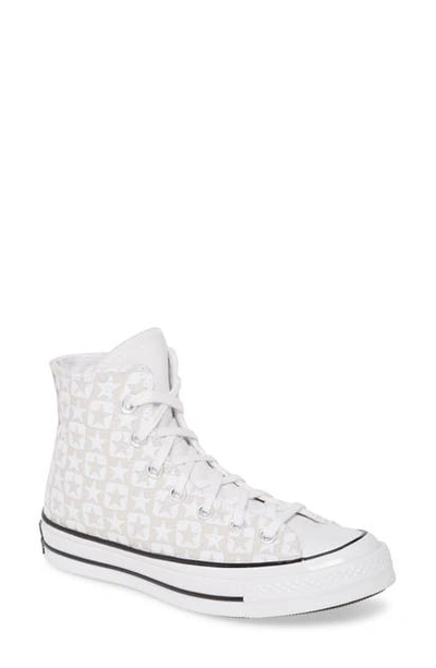 Converse Chuck Taylor All Star Flocked Canvas High Top Sneaker In White/ Pale Putty/ Black