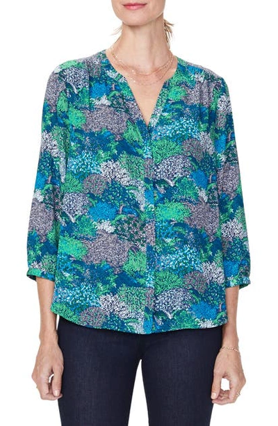 Nydj Pintuck-back Blouse In Vine Hill Forest