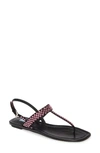 Prada Women's Crystal-embellished Leather Thong Sandals In Black