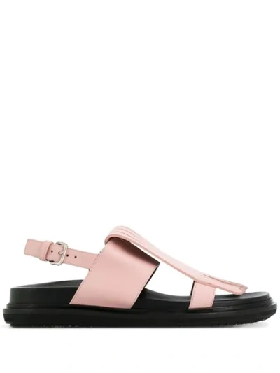 Marni Fussbett Sandal In Pink Calf Leather