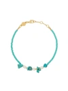 ANNI LU 18K GOLD-PLATED EMMANUELLE TURQUOISE BEADED BRACELET