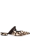 ALEXANDRE BIRMAN LEOPARD PRINT SLIPPERS