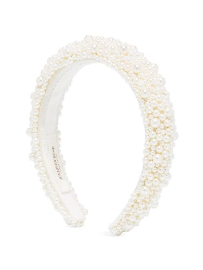 Jennifer Behr White Bailey Pearl Embellished Headband