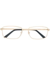 Cartier Santos Rectangular Frame Glasses In Gold