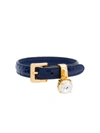 Miu Miu Crystal-embellished Leather Bracelet In Blue