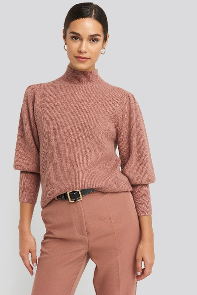 Na-kd Wide Cuff Balloon Sleeve Knitted Sweater - Pink In Dusty Dark Pink