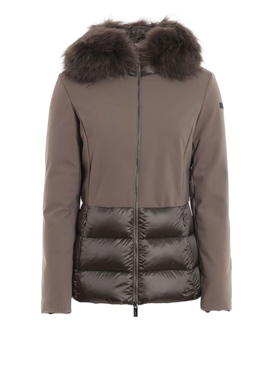 Rrd Winter Hybrid Fur Puffer Jacket In Taupe