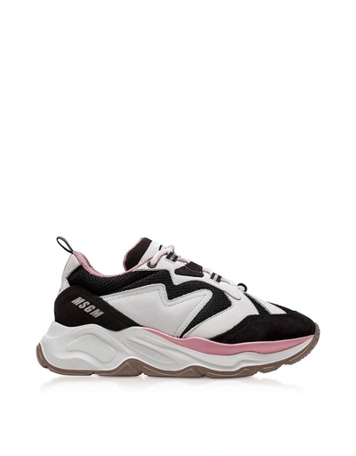 Msgm Black &amp; Pink Womens Trainers In Black,white