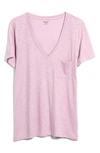 Madewell Whisper Cotton V-neck Pocket Tee In Provence Grape