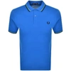 Fred Perry Twin Tipped Extra Slim Fit Pique Polo In Blue