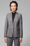 HUGO BOSS HUGO BOSS - REGULAR FIT JACKET IN MICRO PATTERNED WOOL WITH HARDWARE CLOSURE - PATTERNED