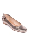 Bernardo Eloise Leather Bow Ballet Flats In Brown Metallic