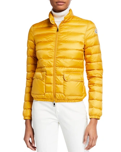 Moncler Lans Collared Down Jacket In Yellow