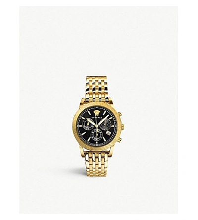 Versace Sport Tech Chronograph Gold-tone Stainless Steel Watch In Black/gold
