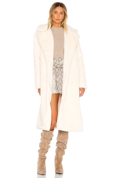 Apparis Mona Belted Faux Fur Coat In Ivory