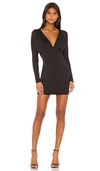 Superdown Alivia Deep V Mini Dress In Black