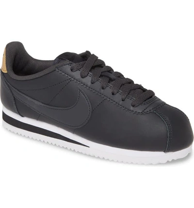 Nike Classic Cortez Sneaker In Off Noir/ Black/ Metallic Gold