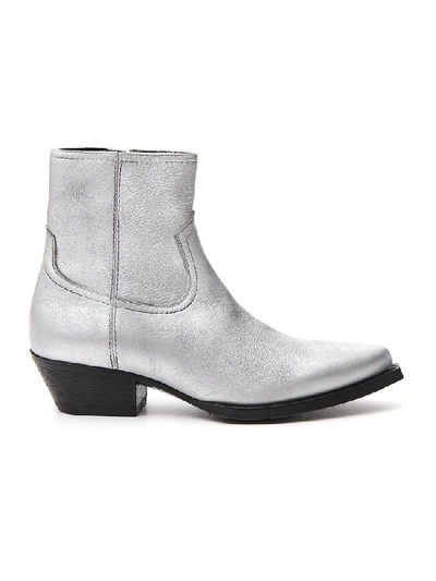 Saint Laurent Lukas 40 Ankle Boots In Silver