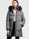 DONNA KARAN DKNY WOMEN'S LONGLINE PUFFER WITH FAUX FUR HOOD -,74135575