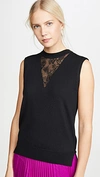 ADAM LIPPES MERINO WOOL SHELL WITH LACE TRIM