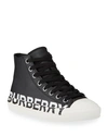 BURBERRY LARKHALL HIGH-TOP TWO-TONE SNEAKERS,PROD225130299