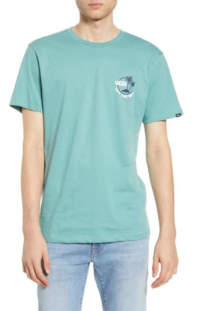 Vans Mini Dual Palm Iii Logo T-shirt In Oil Blue/dress Blues/white