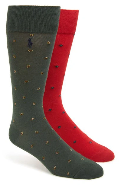 Polo Ralph Lauren 2-pack Foulard & Paisley Slack Socks In Red
