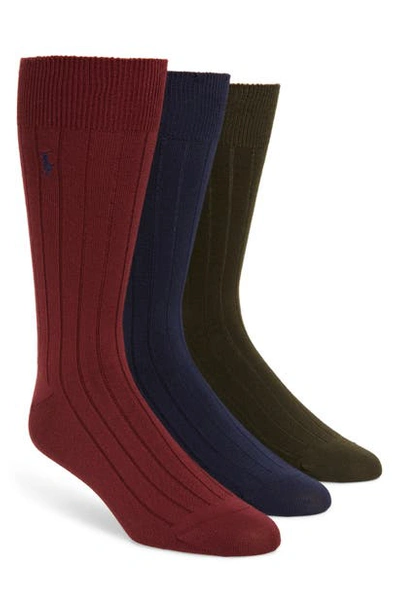 Polo Ralph Lauren Ralph Lauren 3-pack Supersoft Ribbed Socks In Maroon