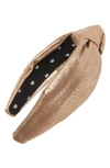 Lele Sadoughi Metallic Faux Leather Knot Headband In Gold