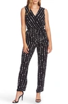 VINCE CAMUTO STRIPE IMPRESSIONS SLEEVELESS BELTED JUMPSUIT,9169932