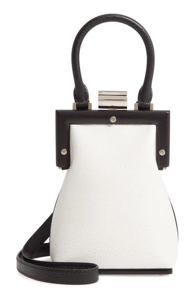 Perrin Le Mini Leather Top Handle Bag In Black/ White