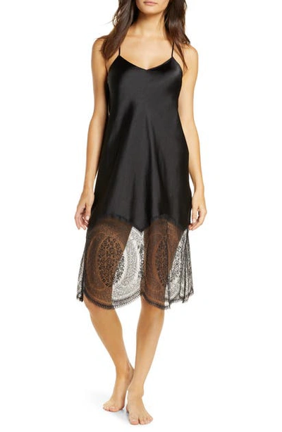 Calvin Klein Women's Medallion Lace Chemise Nightgown In Black
