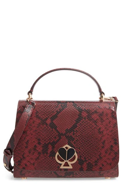 Kate Spade Nicola Snakeskin Embossed Leather Top Handle Satchel In Cherrywood