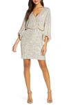 Eliza J Sequin Blouson Cocktail Dress In Silver