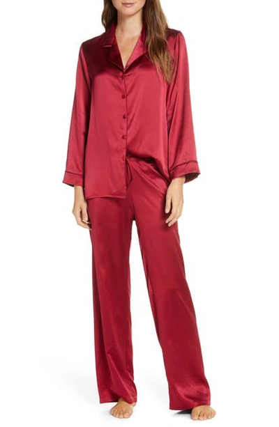 Christine Lingerie Silk Pajamas In Ruby