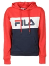 Fila Logo Cotton Blend Sweatshirt Hoodie In Red,white,navy