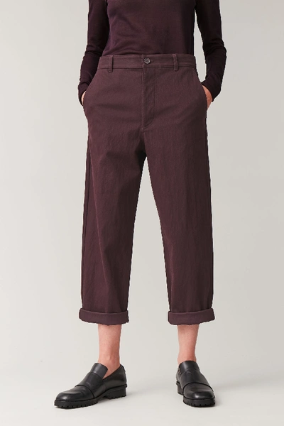 Cos Relaxed Button-up Chinos In Red