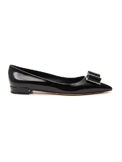 Ferragamo Salvatore  Bow Flat Shoes In Black