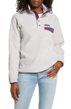 Patagonia Synchilla Snap-t Recycled Fleece Pullover In Oatmeal Heather W/ Deep Plum