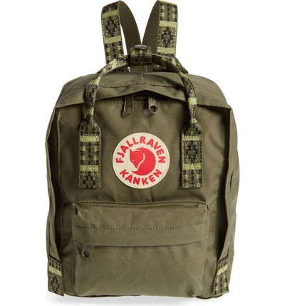 Fjall Raven 'mini Kanken' Water Resistant Backpack In Green/ Folk Pattern