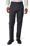 Zanella Parker Flat Front Solid Stretch Wool Trousers In Dark Grey