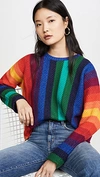 ALICE AND OLIVIA DESSIE RACKED RIB MOCK NECK PULLOVER